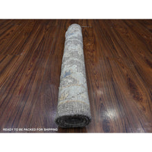 Load image into Gallery viewer, 2&#39;x3&#39; Old Silver Gray, Natural Dyes, Hand Knotted, Wool Weft, Afghan Angora Oushak, Rural Motifs All Over Design, Oriental Mat Rug FWR536166