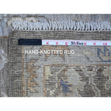 Load image into Gallery viewer, 2&#39;x3&#39; Old Silver Gray, Natural Dyes, Hand Knotted, Wool Weft, Afghan Angora Oushak, Rural Motifs All Over Design, Oriental Mat Rug FWR536166