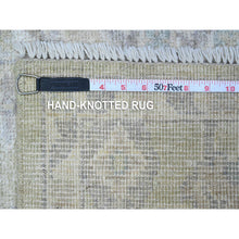 Load image into Gallery viewer, 2&#39;x3&#39; Olive Green, Tribal Elements All Over Design, Wool Foundation, Hand Knotted, Natural Dyes, Soft Pile, Afghan Angora Oushak, Mat Oriental Rug FWR536178