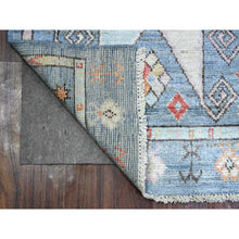 Load image into Gallery viewer, 2&#39;8&quot;x8&#39;3&quot; Beau Blue, Soft And Shiny Wool, Hand Knotted, Anatolian Village Inspired Design, Vegetable Dyes, Tribal Medallions, Narrow Border, Runner Oriental Rug FWR536256