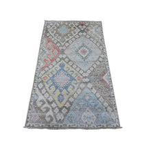Load image into Gallery viewer, 2&#39;10&quot;x5&#39;1&quot; Dolphin Gray, Natural Dyes, Hand Knotted Extra Soft Wool, Anatolian Village Inspired Large Motifs All Over Design, Runner Oriental Rug FWR536262