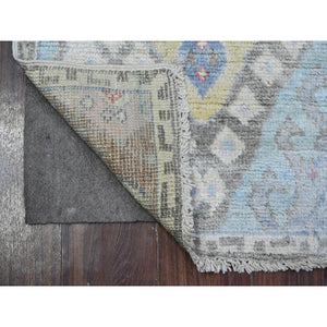 2'10"x5'1" Dolphin Gray, Natural Dyes, Hand Knotted Extra Soft Wool, Anatolian Village Inspired Large Motifs All Over Design, Runner Oriental Rug FWR536262