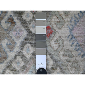 2'10"x5'1" Dolphin Gray, Natural Dyes, Hand Knotted Extra Soft Wool, Anatolian Village Inspired Large Motifs All Over Design, Runner Oriental Rug FWR536262