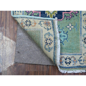 1'10"x2'10" Amazon Green, Caucasian Design, Fusion Kazak Mat, All Natural Wool Oriental Rug FWR536322