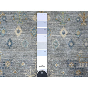 3'2"x4'10" Shadow Gray, Fine Kashkuli Gabbeh with Extra Soft Wool, Hand Knotted Small Animals and Human Figurines, Vegetable Dyes, Oriental Rug FWR536442