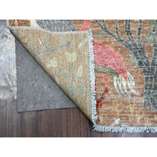 Load image into Gallery viewer, 2&#39;7&quot;x11&#39;9&quot; Plaster Brown, Organic Wool, Hand Knotted, Borderless Afghan Peshawar With Birds Of Paradise Design, Natural Dyes, Runner Oriental Rug FWR536496