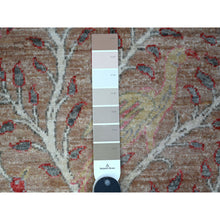 Load image into Gallery viewer, 2&#39;7&quot;x11&#39;9&quot; Plaster Brown, Organic Wool, Hand Knotted, Borderless Afghan Peshawar With Birds Of Paradise Design, Natural Dyes, Runner Oriental Rug FWR536496