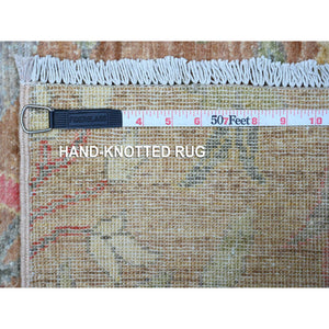 2'7"x11'9" Plaster Brown, Organic Wool, Hand Knotted, Borderless Afghan Peshawar With Birds Of Paradise Design, Natural Dyes, Runner Oriental Rug FWR536496