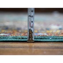 Load image into Gallery viewer, 8&#39;3&quot;x10&#39; Myrtle Green With Pearly White Border, All Over Tribal Elements, All Wool, Hand Knotted Natural Dyes, Afghan Super Kazak Oriental Rug FWR536526