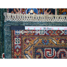 Load image into Gallery viewer, 8&#39;3&quot;x10&#39; Myrtle Green With Pearly White Border, All Over Tribal Elements, All Wool, Hand Knotted Natural Dyes, Afghan Super Kazak Oriental Rug FWR536526
