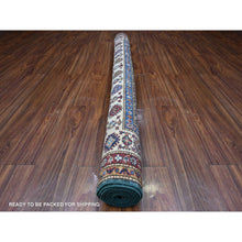 Load image into Gallery viewer, 6&#39;x9&#39; Deep Jungle Green With Seapearl White, Extra Soft Wool, Hand Knotted, Natural Dyes With Tribal Medallions Super Kazak Afghan Oriental Rug FWR536574