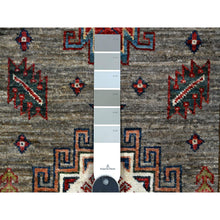 Load image into Gallery viewer, 2&#39;8&quot;x20&#39;10&quot; Battleship Gray, Hand Knotted Afghan Super Kazak With All Over Motifs, Natural Dyes, Extra Soft Wool Xl Runner Oriental Rug FWR536592