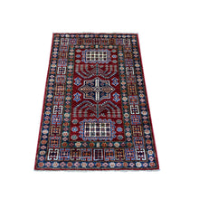 Load image into Gallery viewer, 2&#39;9&quot;x4&#39;1&quot; Burnt Umber Red, Afghan Super Kazak with Tribal Medallions Design, Natural Dyes, Pure Wool Hand Knotted, Oriental Rug FWR536610