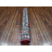 Load image into Gallery viewer, 2&#39;9&quot;x4&#39;1&quot; Burnt Umber Red, Afghan Super Kazak with Tribal Medallions Design, Natural Dyes, Pure Wool Hand Knotted, Oriental Rug FWR536610