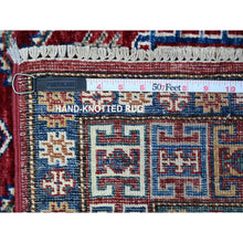 Load image into Gallery viewer, 2&#39;9&quot;x4&#39;1&quot; Burnt Umber Red, Afghan Super Kazak with Tribal Medallions Design, Natural Dyes, Pure Wool Hand Knotted, Oriental Rug FWR536610