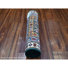 Load image into Gallery viewer, 2&#39;x5&#39;9&quot; Pine Green, Hand Knotted, Soft To The Touch, Colorful Super Kazak With Tree Of Life Design, Shiny Wool, Vegetable Dyes,  Runner Oriental Rug FWR536646