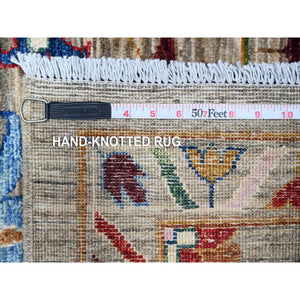 10'x13'8" Storm Gray, Hand Knotted Afghan Sultani All Over Floral Pattern, Soft and Vibrant Wool, Natural Dyes Oriental Rug FWR536682