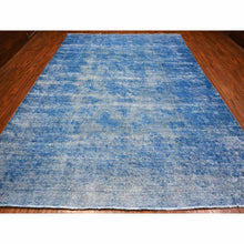 Load image into Gallery viewer, 9&#39;5&quot;x12&#39;10&quot; Lapis Blue, Cleaned, Natural Wool, Hand Knotted, Broken Design Vintage Persian Kerman, Sides And Ends Secured Professionally, Distressed Oriental Rug FWR536706
