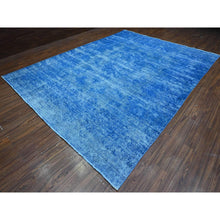Load image into Gallery viewer, 9&#39;5&quot;x12&#39;10&quot; Lapis Blue, Cleaned, Natural Wool, Hand Knotted, Broken Design Vintage Persian Kerman, Sides And Ends Secured Professionally, Distressed Oriental Rug FWR536706