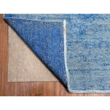 Load image into Gallery viewer, 9&#39;5&quot;x12&#39;10&quot; Lapis Blue, Cleaned, Natural Wool, Hand Knotted, Broken Design Vintage Persian Kerman, Sides And Ends Secured Professionally, Distressed Oriental Rug FWR536706