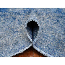 Load image into Gallery viewer, 9&#39;5&quot;x12&#39;10&quot; Lapis Blue, Cleaned, Natural Wool, Hand Knotted, Broken Design Vintage Persian Kerman, Sides And Ends Secured Professionally, Distressed Oriental Rug FWR536706
