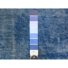 Load image into Gallery viewer, 9&#39;5&quot;x12&#39;10&quot; Lapis Blue, Cleaned, Natural Wool, Hand Knotted, Broken Design Vintage Persian Kerman, Sides And Ends Secured Professionally, Distressed Oriental Rug FWR536706