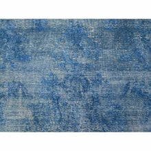 Load image into Gallery viewer, 9&#39;5&quot;X12&#39;10&quot; Lapis Blue, Cleaned, Natural Wool, Hand Knotted, Broken Design Vintage Persian Kerman, Sides And Ends Secured Professionally, Distressed Oriental Rug FWR536706