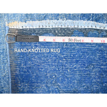 Load image into Gallery viewer, 9&#39;5&quot;x12&#39;10&quot; Lapis Blue, Cleaned, Natural Wool, Hand Knotted, Broken Design Vintage Persian Kerman, Sides And Ends Secured Professionally, Distressed Oriental Rug FWR536706