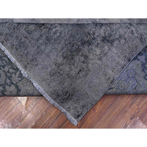9'8"x12'6" Agreeable Gray, Distressed Look Worn Wool, Professionally Secured Ends, Hand Knotted, Vintage Persian Kerman, Clean And Soft, Cropped Thin, Oriental Rug FWR536712