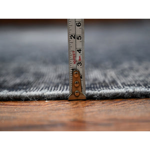 9'8"x12'6" Agreeable Gray, Distressed Look Worn Wool, Professionally Secured Ends, Hand Knotted, Vintage Persian Kerman, Clean And Soft, Cropped Thin, Oriental Rug FWR536712