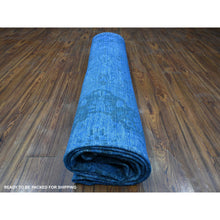 Load image into Gallery viewer, 9&#39;8&quot;x12&#39;10&quot; Lowes Blue, Hand Knotted, Worn Pile, Pure Wool, Erased Design, Sheared Down, Sides And Ends Secured Professionally, Cleaned Vintage Persian Kerman, Oriental Rug FWR536718