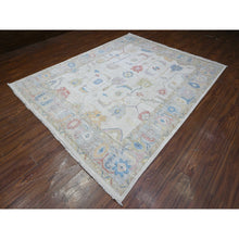 Load image into Gallery viewer, 7&#39;10&quot;x9&#39;9&quot; Silver Gray, Hand Knotted, Afghan Wool Weft, Vegetable Dyes, Angora Oushak, Colorful Tribal Medallions All Over Design, Oriental Rug FWR536730