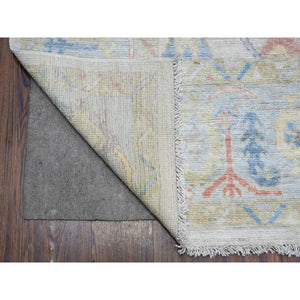 7'10"x9'9" Silver Gray, Hand Knotted, Afghan Wool Weft, Vegetable Dyes, Angora Oushak, Colorful Tribal Medallions All Over Design, Oriental Rug FWR536730