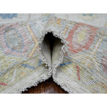 Load image into Gallery viewer, 7&#39;10&quot;x9&#39;9&quot; Silver Gray, Hand Knotted, Afghan Wool Weft, Vegetable Dyes, Angora Oushak, Colorful Tribal Medallions All Over Design, Oriental Rug FWR536730