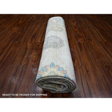 Load image into Gallery viewer, 7&#39;10&quot;x9&#39;9&quot; Silver Gray, Hand Knotted, Afghan Wool Weft, Vegetable Dyes, Angora Oushak, Colorful Tribal Medallions All Over Design, Oriental Rug FWR536730