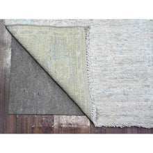 Load image into Gallery viewer, 2&#39;8&quot;x12&#39;2&quot; Pure Silver Gray, Extra Soft Wool Weft, Natural Dyes With Village Motifs All Over Design, Hand Knotted Afghan Angora Oushak, Runner Oriental Rug FWR536778
