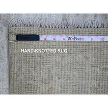 Load image into Gallery viewer, 2&#39;8&quot;x12&#39;2&quot; Pure Silver Gray, Extra Soft Wool Weft, Natural Dyes With Village Motifs All Over Design, Hand Knotted Afghan Angora Oushak, Runner Oriental Rug FWR536778