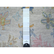 Load image into Gallery viewer, 2&#39;10&quot;x12&#39; Gainsboro Gray, Vibrant Tribal Flower And Leaf All Over Design, Natural Dyes, Wool Weft, Afghan Angora Oushak, Hand Knotted, Runner Oriental Rug FWR536796