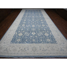Load image into Gallery viewer, 9&#39;10&quot;x20&#39;3&quot; Marlin Blue With Alabaster White, Hand Knotted, 100% Wool, Long And Narrow Oversized Peshawar With Sultanabad Design, Oriental Rug FWR536838
