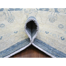 Load image into Gallery viewer, 9&#39;10&quot;x20&#39;3&quot; Marlin Blue With Alabaster White, Hand Knotted, 100% Wool, Long And Narrow Oversized Peshawar With Sultanabad Design, Oriental Rug FWR536838