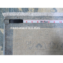 Load image into Gallery viewer, 9&#39;10&quot;x20&#39;3&quot; Marlin Blue With Alabaster White, Hand Knotted, 100% Wool, Long And Narrow Oversized Peshawar With Sultanabad Design, Oriental Rug FWR536838