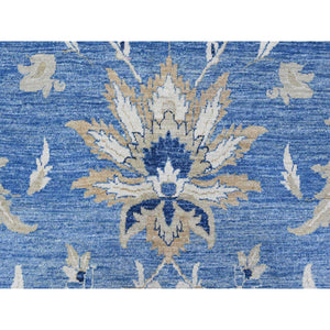13'x20'7" Jeans Blue, All Over Mahal Design Peshawar, Hand Knotted 100% Wool, Oversized Oriental Rug FWR536850