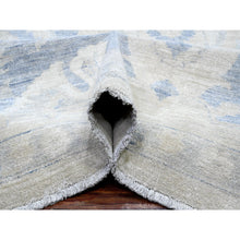 Load image into Gallery viewer, 18&#39;6&quot;x24&#39;2&quot; Paper White And Pram Blue, Washed Out Peshawar, Hand Knotted 17th Century Polonaise Design, 100% Wool, Xl Size Oriental Rug FWR536868