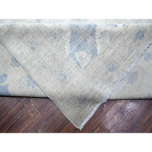 Load image into Gallery viewer, 18&#39;6&quot;x24&#39;2&quot; Paper White and Pram Blue, Washed Out Peshawar, Hand Knotted 17th Century Polonaise Design, 100% Wool, XL Size Oriental Rug FWR536868