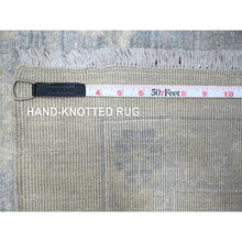 Load image into Gallery viewer, 18&#39;6&quot;x24&#39;2&quot; Paper White And Pram Blue, Washed Out Peshawar, Hand Knotted 17th Century Polonaise Design, 100% Wool, Xl Size Oriental Rug FWR536868