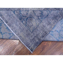 Load image into Gallery viewer, 10&#39;x13&#39; Vintage Gray, Cropped Thin, Erased Medallions, Hand Knotted, All Wool Pile, Overdyed, Distressed And Worn Look, Vintage Persian Kerman, Clean And Soft, Oriental Rug FWR536880