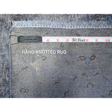 Load image into Gallery viewer, 10&#39;x13&#39; Vintage Gray, Cropped Thin, Erased Medallions, Hand Knotted, All Wool Pile, Overdyed, Distressed And Worn Look, Vintage Persian Kerman, Clean And Soft, Oriental Rug FWR536880