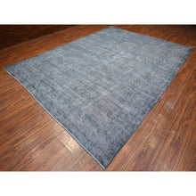 Load image into Gallery viewer, 9&#39;6&quot;x12&#39;5&quot; Dim Gray, Worn Out And Distressed, Overdyed, Hand Knotted Vintage Persian Kerman, Pure And Soft Wool, Ends Secured And Cleaned, Broken Design, Oriental Rug FWR536886