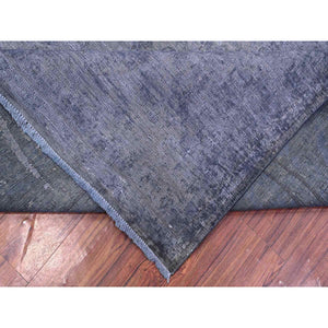 9'6"x12'5" Dim Gray, Worn Out And Distressed, Overdyed, Hand Knotted Vintage Persian Kerman, Pure And Soft Wool, Ends Secured And Cleaned, Broken Design, Oriental Rug FWR536886