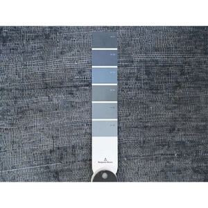 9'6"x12'5" Dim Gray, Worn Out And Distressed, Overdyed, Hand Knotted Vintage Persian Kerman, Pure And Soft Wool, Ends Secured And Cleaned, Broken Design, Oriental Rug FWR536886